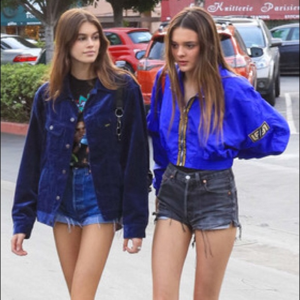 LF cropped blue windbreaker jacket